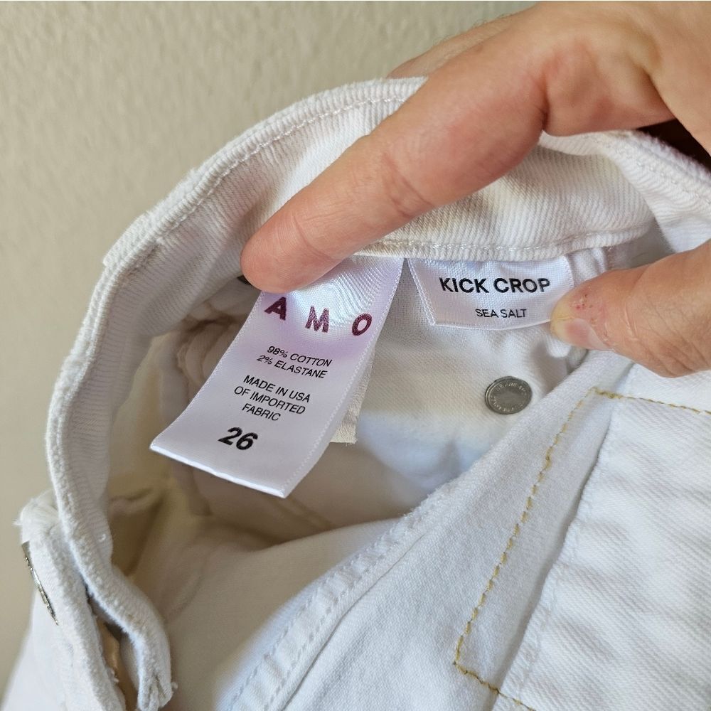 AMO White Kick Drop Jeans In Sea Salt Size 26 - Picture 6 of 8